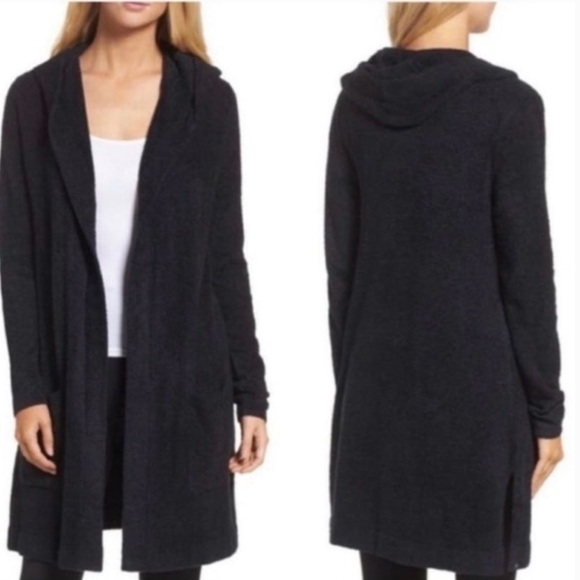 Barefoot Dreams Sweaters - Barefoot Dreams Cozychic Lite Black Hooded Cardigan Size XS/S